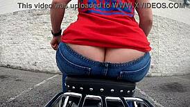 Motorcycle GoPro captures big ass flashing in part 1 outdoor ride