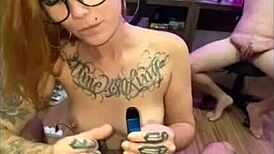 Beautiful Tattooed Girl Does Smoking Fetish on Monster Cock