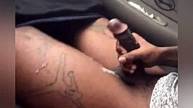 Horny Guy Jacks Big Pretty Dick In Car And Busts Load