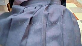 colegiala caught on camera twice with uniform on. peruvian teen couple gets wild on school patio.