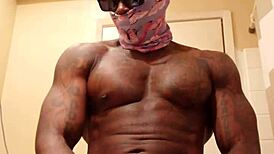 Hallelujah Johnson worships BBC in solo masturbation, dominated by muscular maledom