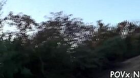 Teen in socks enjoys rough blowjob action