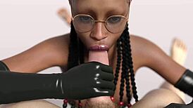 Ebony suck big cock white, handjob and blowjob interracial