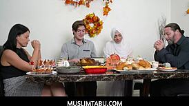 muslimtabu - banging girlfriend in hijab at thanksgiving dinner!