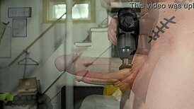 big cock battles massage gun in wild showdown!