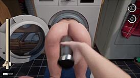 stepmom trapped in washing machine gets naughty with unexpected game twist