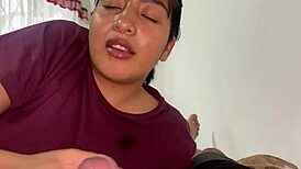 My amateur latina sister-in-law gives me a passionate goodnight before her husband arrives