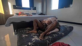 tattooed exotic babe gets pussy and ass licked before taking thick cock in bedroom