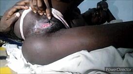 i'm sucking her little 18+ tits and spreading her pussy and ass hole open, so juicy and skinny black