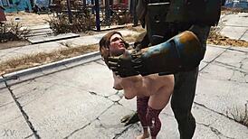 Mutant Battles Girl In Stockings Bent Over