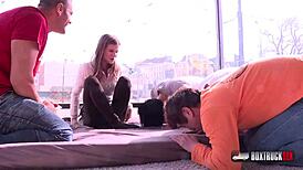 Beautiful Sarah Kay gets a cum shot on her big ass in public outdoor action