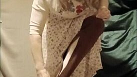 French Slave Whore Flashes Tits in Public Bondage