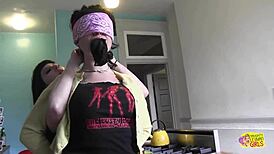 two brunette goth girls do all kinds of kinky things around the house