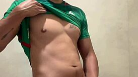Mexican Footballer Jerks Off in Gym Bathrooms