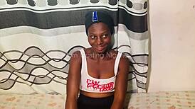 Petite black teen in homemade casting interview