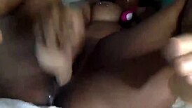 Ebony beauty moans during dildo fucking