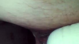 The wife enjoys anal sex with her big black cock partner while using her wand toy, reaching orgasm in this interracial voyeur scene.