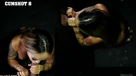 Linda swallows cum at gloryhole