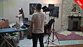 Seductive Nurse in Stockings Poses for Glamour Photoshoot