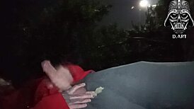 Brazilian stud jerks off publicly with hot cum invite