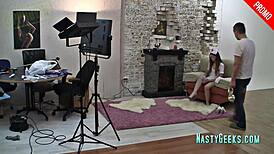 Seductive Nurse in Stockings Poses for Glamour Photoshoot