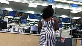 Candid Black Woman with Huge Natural Tits and Massive Booty on Display