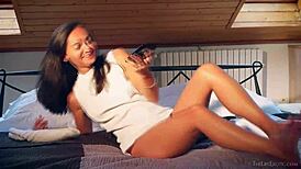 CUTE BRUNETTE SIMA MASTURBATES WITH FINGERING HER SMALL TITS