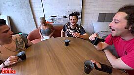 anfitria welcomes her boyfriend's cuckold friends with an orgy