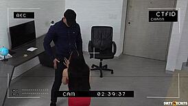 hey, i seduced the security boss in heels and glasses for a big cock cumshot 😏