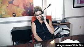 Blonde Vicky Vette Strips Naked And Masturbates At Office