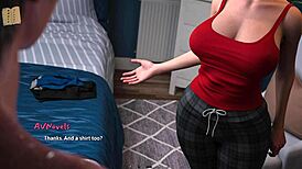 In summer heat, a curvy girl in cute outfit explores 3d porn.