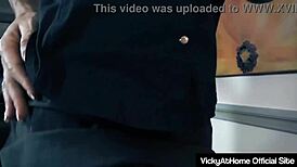 Blonde Vicky Vette Strips Naked And Masturbates At Office