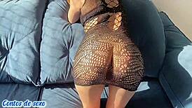 Brazilian Novinha Cries with Anal Pain in Sheer Lingerie Flash