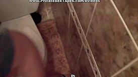 Raunchy amateur video of blonde girlfriend getting fucked in the toilet.
