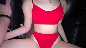 Fucking my sexy driver in public in the car