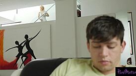 Laura Bentley drains her stepson's cock when hubby leaves the house