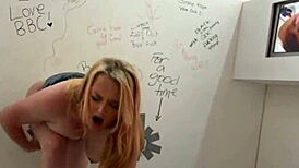 whore takes on massive black cock for wild ride at gloryhole