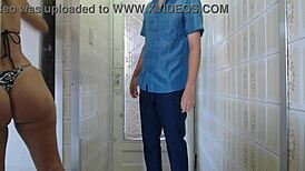 brunette latina wife heyya gives delivery guy blowjob