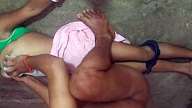 Indian village couple bangs hard on romantic ranch night