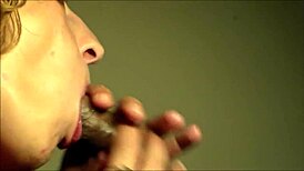 Yo, check this cougar sucking cum from a young black stud