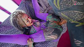 Alternative anal slut takes big cock deep and gets cum on face