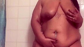 Pornstar Masturbates Wet Pussy and Ass in Shower Bathing