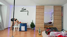 christmas decoration and pole dancing behind the scenes