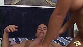 Latina Cassandra Cruz shoves her holes onto him until he explodes!