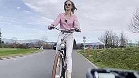 Miss daisy diamond worships her ass on a bike outdoors