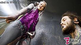 hey, watch this alt dominatrix pegging tattooed worker with dripping cumshot