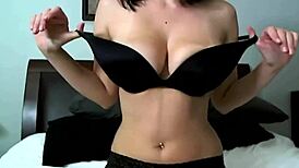 jelene jensen shoves huge glass dildo in her big pussy