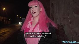 Public agent frees her belt for wet creampie