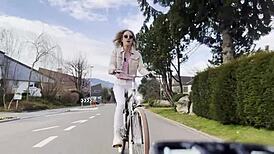 Miss daisy diamond worships her ass on a bike outdoors