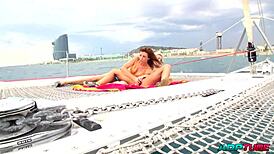 Two girls eating pussy on a boat in Barcelona's high seas.